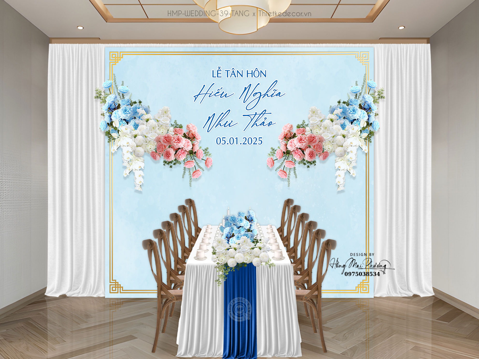 Gia tiên tone xanh 300x280